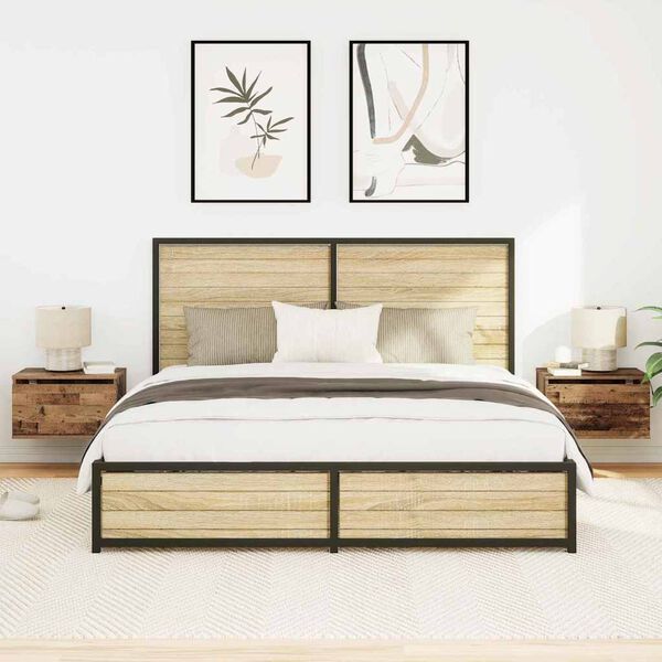 vidaXL Stenska nočna omarica s predalom 2 pcs Star les Konstruiran les