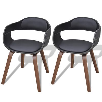 vidaXL Jedilni stoli 2 kosa črni ukrivljen les in umetno usnje