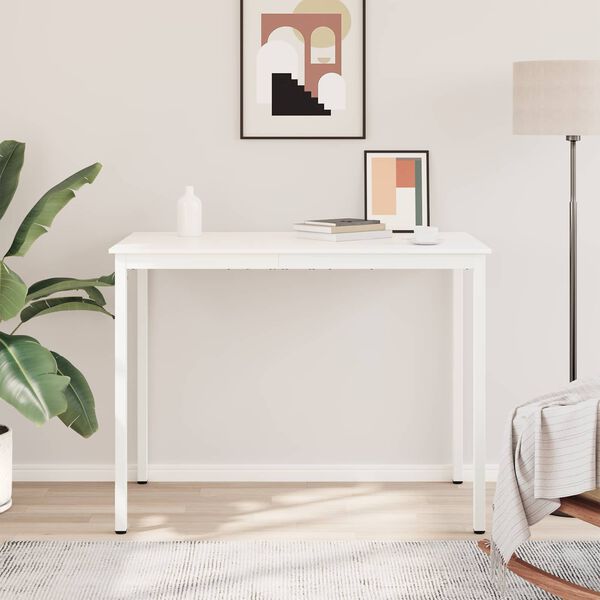 vidaXL Barska miza Bela 110 x 55 x 105 cm Masivno borovo les