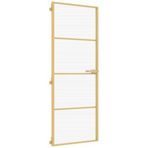 vidaXL Notranja vrata ozka zlata 76x201,5cm kaljeno steklo in aluminij