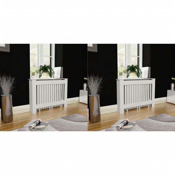 vidaXL Pokrovi za radiatorje 2 kosa MDF 112 cm beli