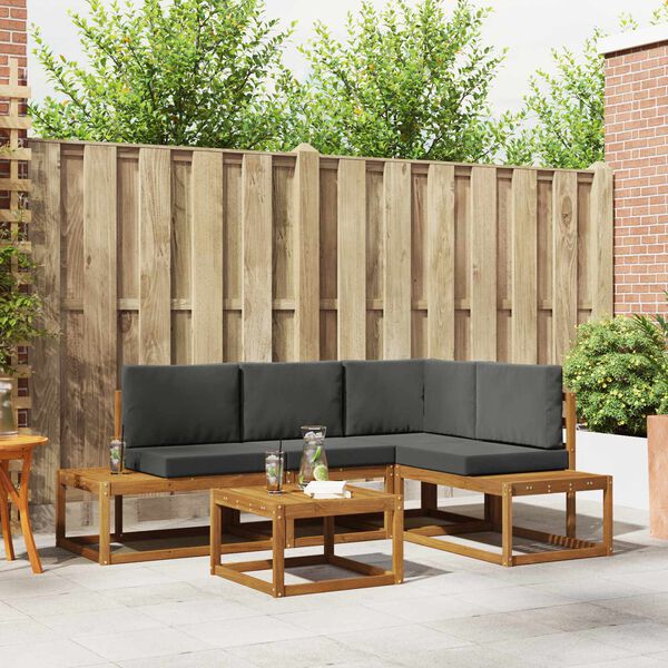 vidaXL Zunanja garnitura za sedenje 5 Kos Naravna in antracitna