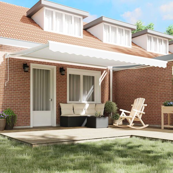 vidaXL Senčnik Bela 450 x 300 x 165 cm Poliester in kovina