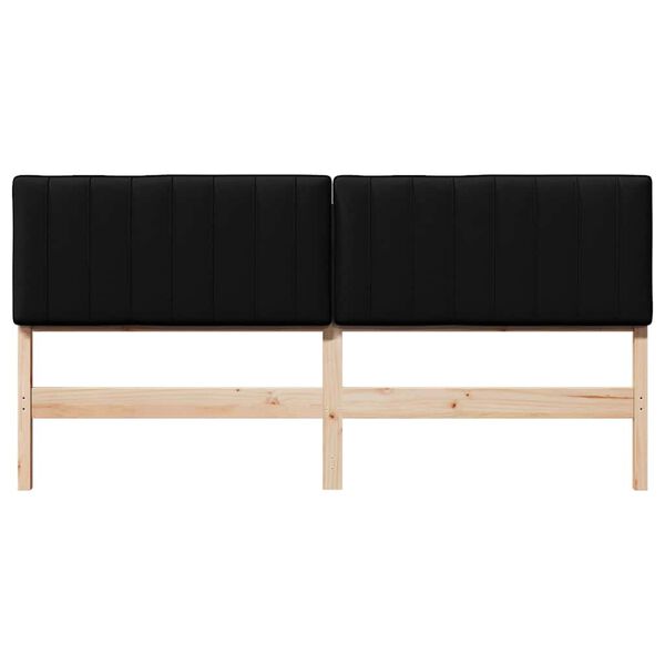 vidaXL Tapecirano vzglavje Rjava in črna 200 cm Masivno borovo les