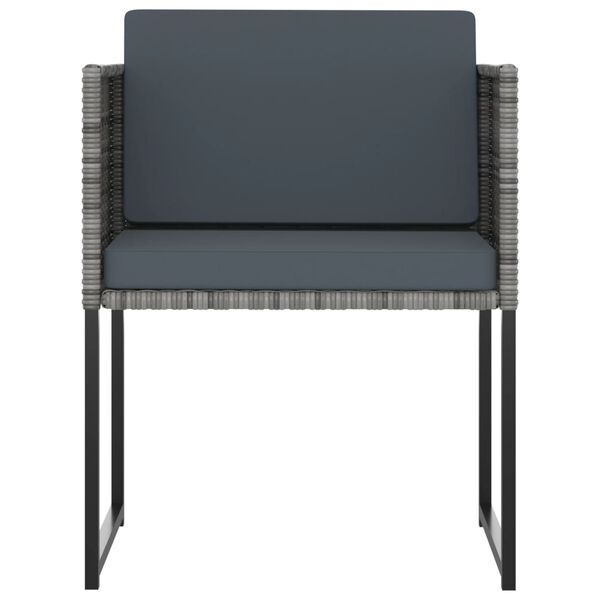 vidaXL Vrtna jedilna garnitura 9-delna z blazinami poli ratan siva