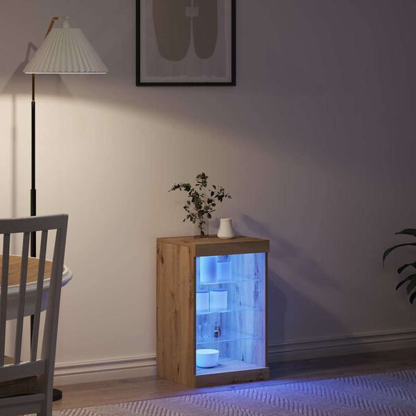 vidaXL LED bočni predalnik z LED lučmi Umetni hrast 41 x 37 x 67 cm