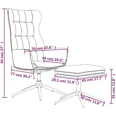 vidaXL Stol za sproščanje s stolčkom za noge sijoče rjavo umetno usnje