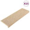 vidaXL Stopni&scaron;čne preproge 15 kosov 65x21x4 cm svetlo bež pravokotni rob