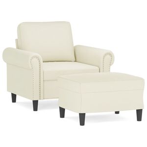 vidaXL Fotelj s stolčkom za noge krem 60 cm žamet
