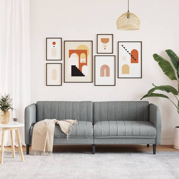 vidaXL Kavč trosed svetlo siva tkanina