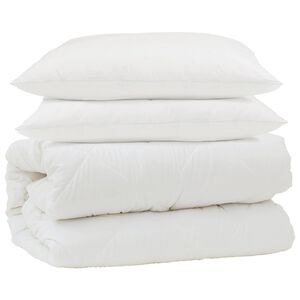 vidaXL Komplet odej z blazino 3 pcs Bela Mikrofibra in perje