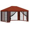 vidaXL Paviljon s stenami 4 &times; 3 m Terakota Poliester in jeklo 190 gsm