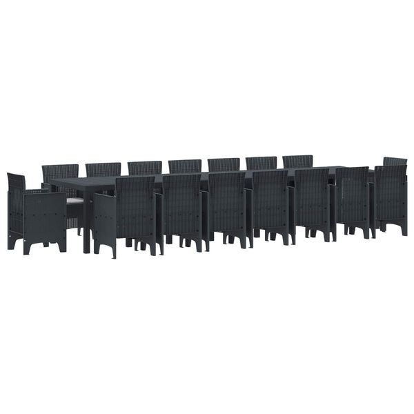 vidaXL Vrtna jedilna garnitura s blazinami 17 pcs Antracit PP