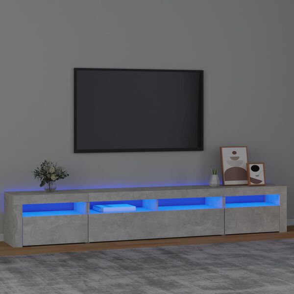 vidaXL TV omarica z LED lučkami betonsko siva 240x35x40 cm