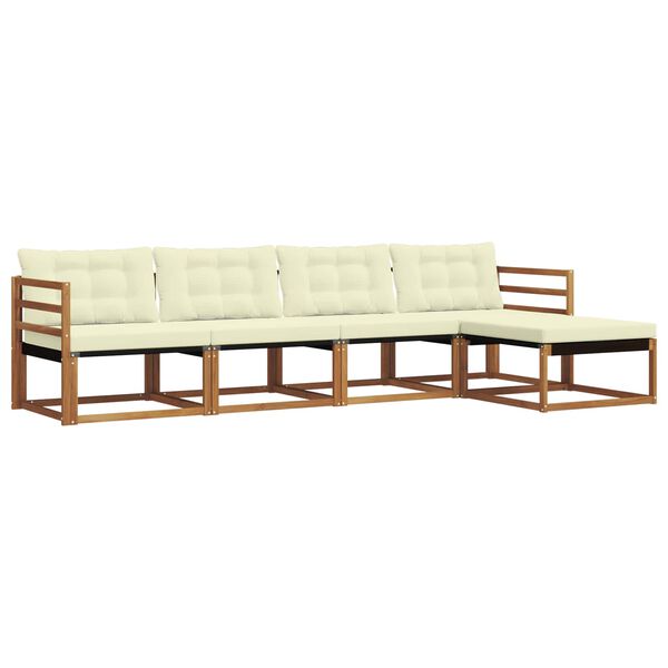 vidaXL Zunanja garnitura za sedenje z blazino 5 pcs Naravna in smetana