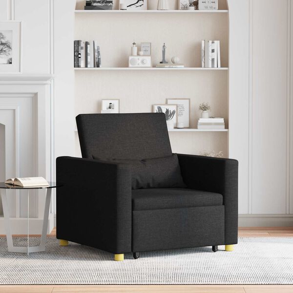 vidaXL Raztegljiva Kavčna Postelja Enosobna Črna 90 x 165 x 87 cm