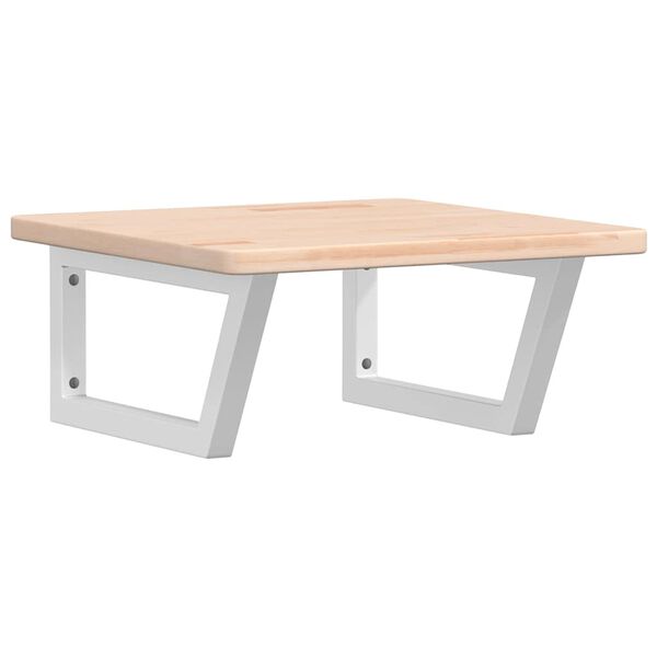 vidaXL Stenska polica za umivalnik jeklo in trdna hrastovina