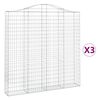 vidaXL Obokane gabion ko&scaron;are 3 kosi 200x30x200/220 cm pocinkano železo