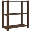 vidaXL Regal s policami 3-nadstropni rjav 80x38x90 cm trdna borovina