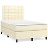 vidaXL Box spring postelja z vzmetnico krem 120x200 cm umetno usnje