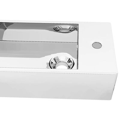 vidaXL Umivalnik z odprtino za odtekanje 49x25x15 cm keramičen srebrn