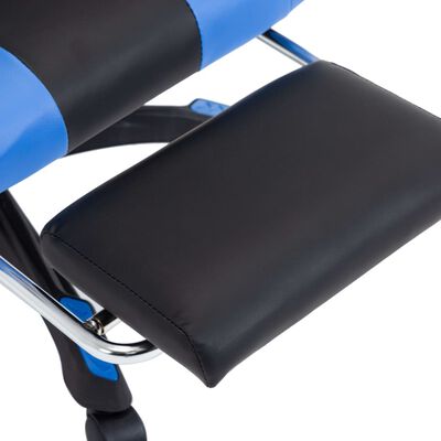 vidaXL Racing stol z oporo za noge modro in črno umetno usnje