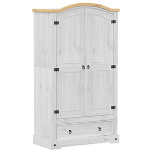 vidaXL Garderobna omara Corona bela 102x52x186 cm trdna borovina