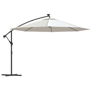 vidaXL Previsni senčnik z LED lučmi in kovinskim drogom 350 cm pe&scaron;čen