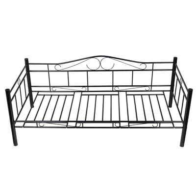 vidaXL Dnevna postelja z vzmetnico črna kovinska 90x200 cm