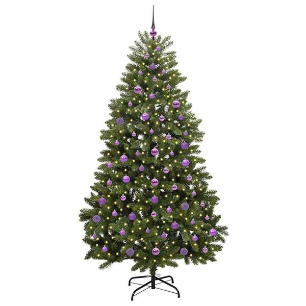 vidaXL Umestno božično drevo med 300 LED Zelena 210 cm PVC in kovina