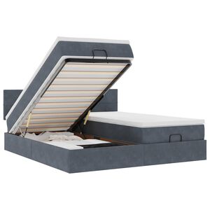 vidaXL Otomanski posteljni okvir z vzmetnicami siv 160x200 cm žamet