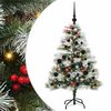 vidaXL Umestno božično drevo z LED lučmi Zelena in bela 120 cm
