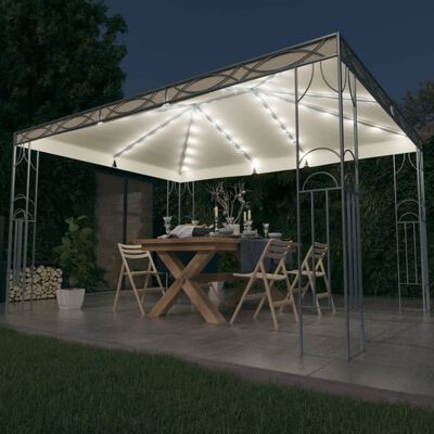 vidaXL Paviljon z LED lučkami 400x300 cm krem