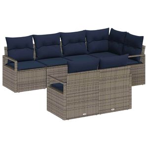 vidaXL Kavčna garnitura 7 pcs Siva poli ratan