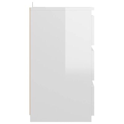 vidaXL Nočna omarica visok sijaj bela 40x35x62,5 cm konstruiran les
