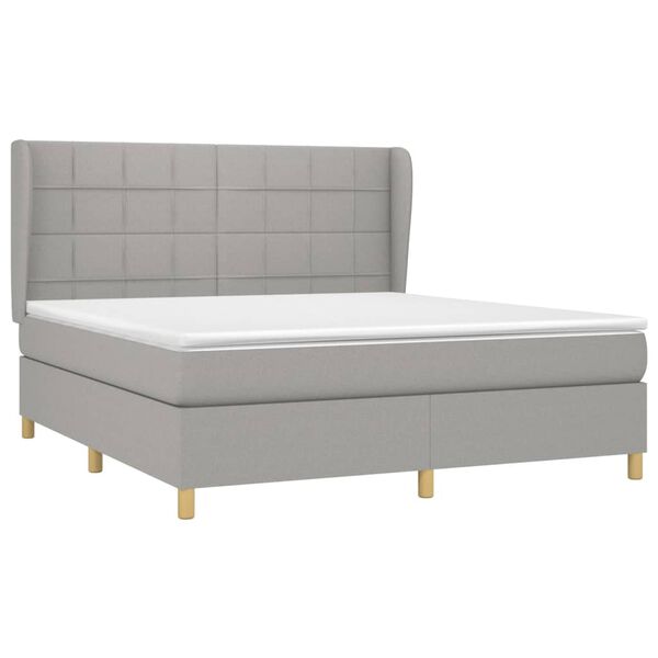 vidaXL Box spring postelja z vzmetnico svetlo siva 160x200 cm žamet