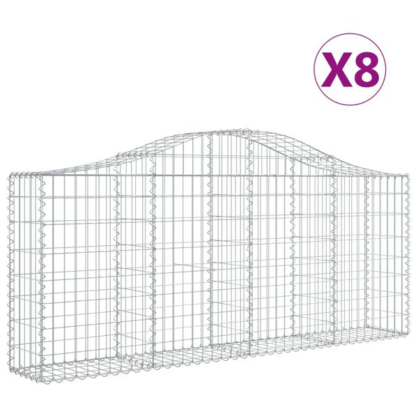 vidaXL Obokane gabion ko&scaron;are 8 kosov 200x30x80/100 cm cinkano železo