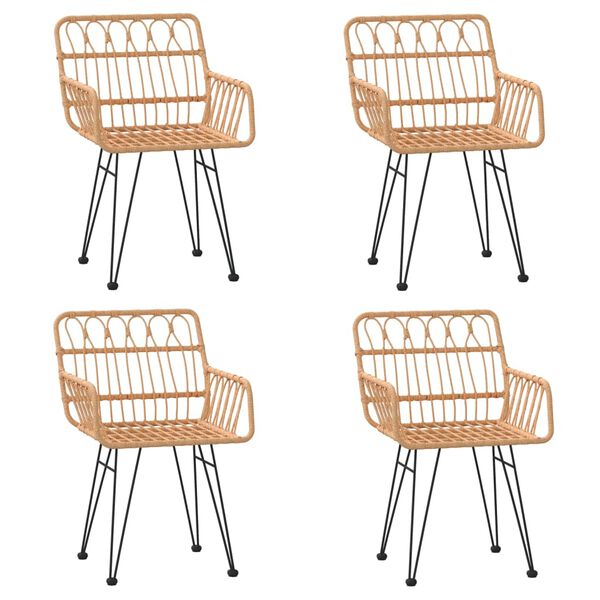 vidaXL Vrtna jedilna garnitura 5-delna črn poli ratan