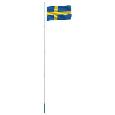 vidaXL Zastava Švedske in aluminijast zastavni drog 6,2 m