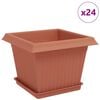 vidaXL Lončki za rastline 24 pcs Kamnito rdeča 23 x 23 x 17,5 cm