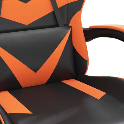 vidaXL Vrtljiv gaming stol črno in oranžno umetno usnje