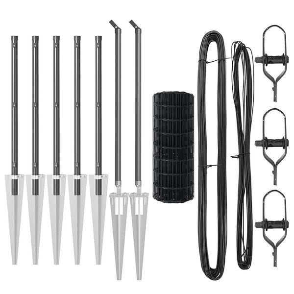 vidaXL Ograja s stebrom Siva 0,6 x 10 m Jeklo in PVC