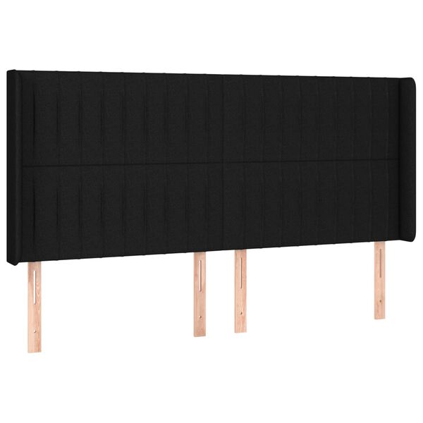 vidaXL LED posteljno vzglavje črno 203x16x118/128 cm blago