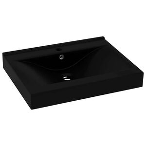 vidaXL Razko&scaron;en umivalnik z luknjo mat črn 60x46 cm keramičen