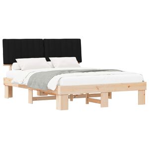 vidaXL Posteljni okvir z oblazinjenim vzglavjem Črna 160 x 200 cm