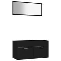 vidaXL 2-delni komplet kopalniškega pohištva črne barve iverna plošča