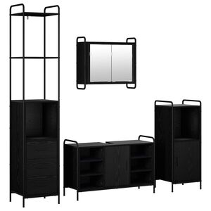 vidaXL Komplet omaric za kopalnico 4 kos Črni hrast 40 x 36 x 200,5 cm