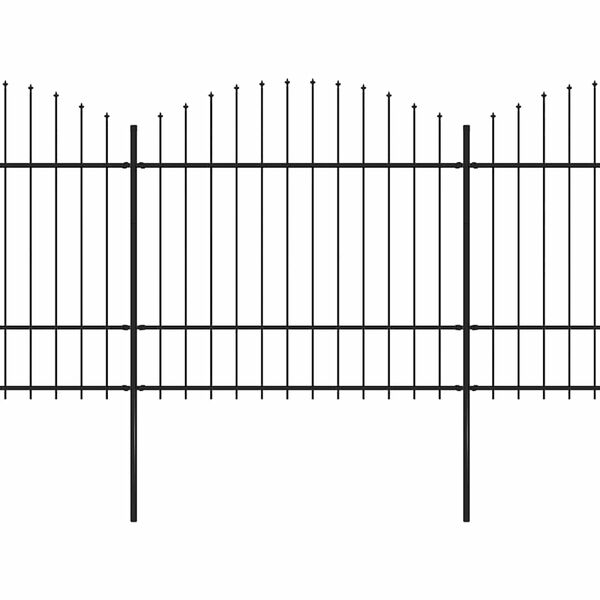vidaXL Vrtna ograja s suličastim vrhom jeklo 359x175 cm črna