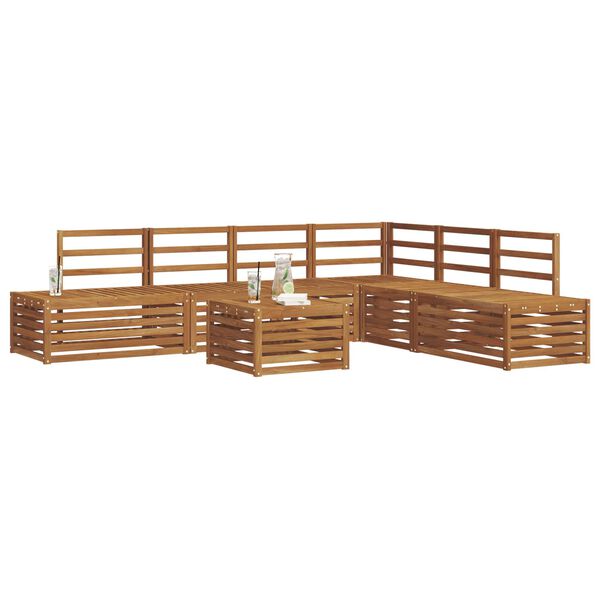 vidaXL Zunanja garnitura za sedenje 7 Kos Naravna Masiven les akacije