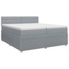 vidaXL Postelja boxspring z vzmetnico Svetlo siva 200 x 200 cm Blago